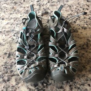 Keen Waterproof Sandals Gray w Aqua trim  Size
